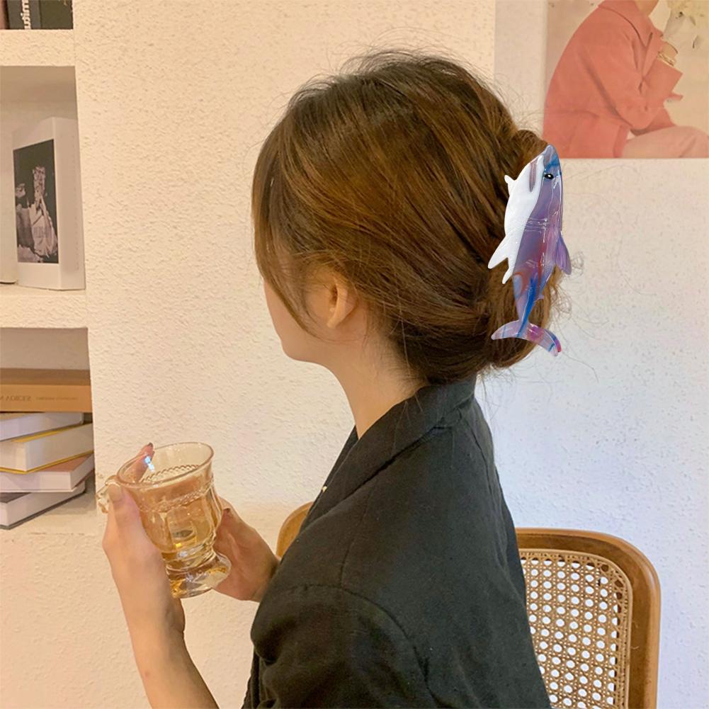 Women Hair Claw Shark Shape Anti-slip Teeth Acetate Material Clip Back Head Large Hair Clip Hair Accessories