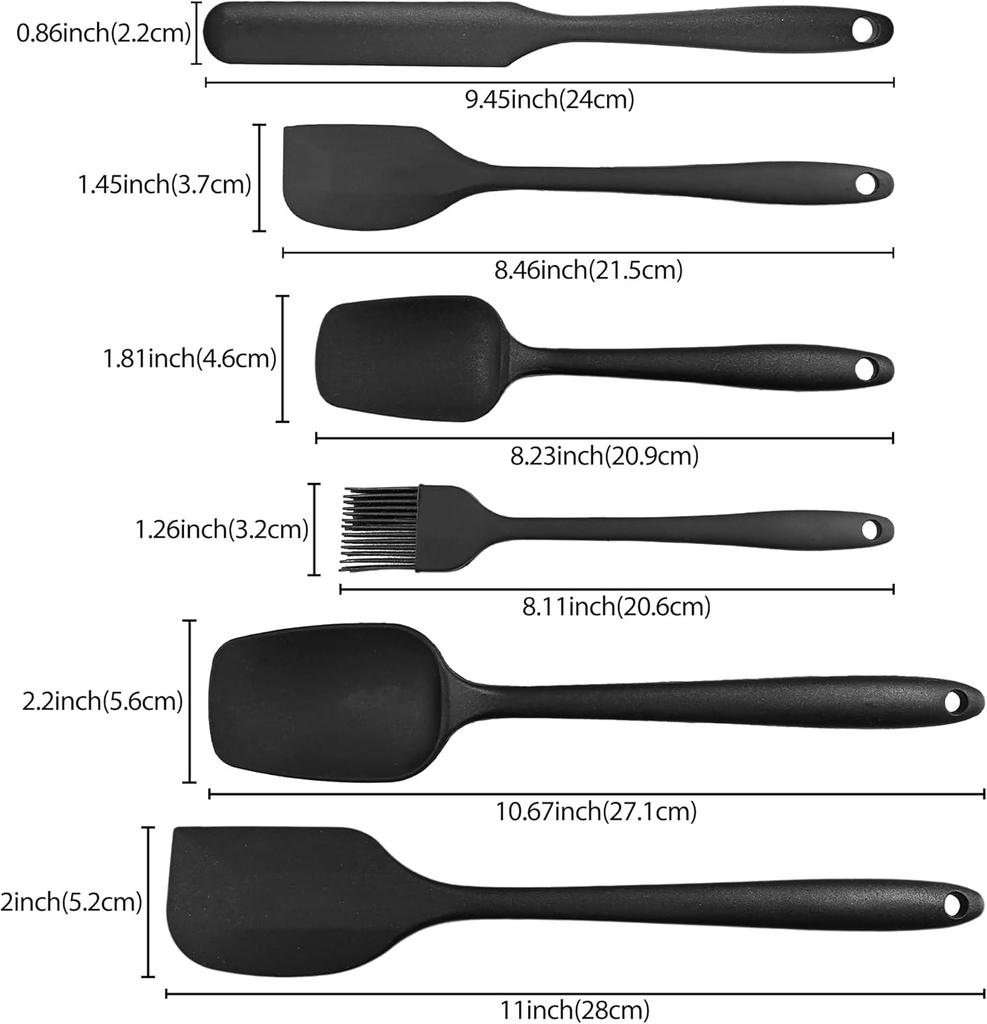 6 Pieces Silicone Spatula Set, Rubber Spatulas Silicone Heat Resistant Spatula Set for Kitchen Use, Food Grade Rubber Spatula with Ergonomic Grip,