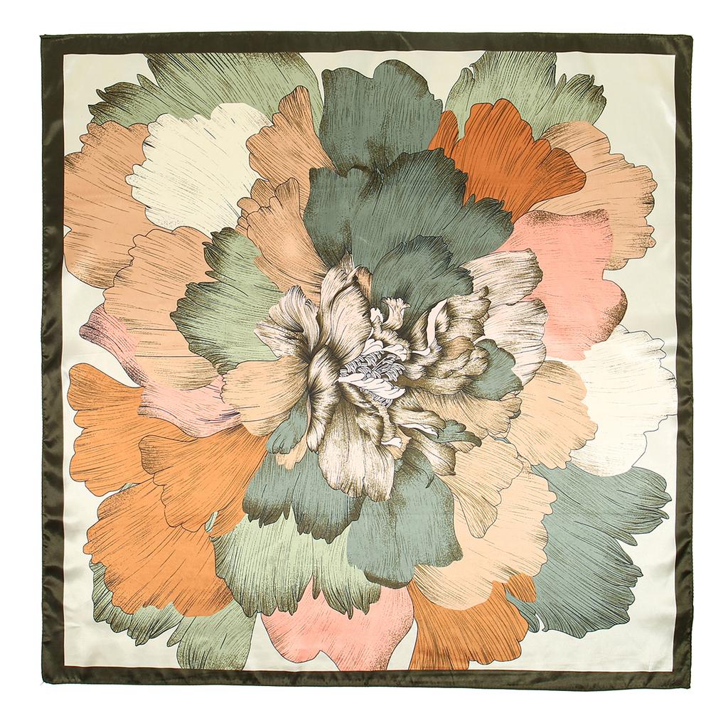 90*90cm Elegant Floral Printed Square Scarf Hijab Women Luxury Stain Silk Hair Wraps Muslim Fashion Foulard Shawl Neckerchief