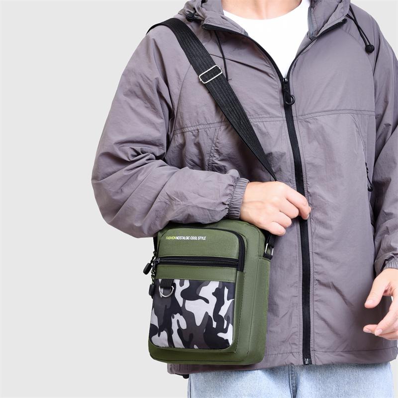 Camouflage Print Men's Shoulder Crossbody Bag Oxford Waterproof Business Outdoor Sports Small Square Bag