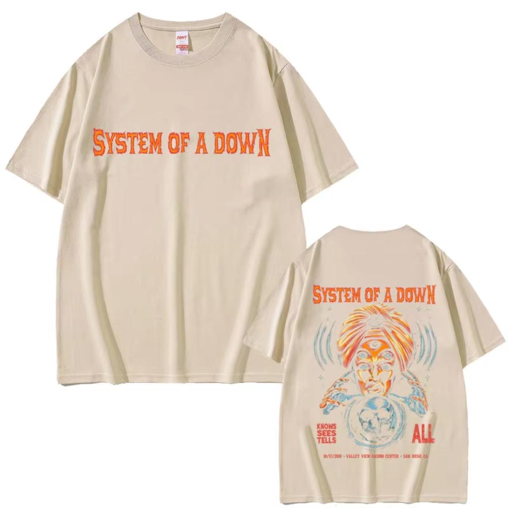 Alternative Metal Rock Band System of A Down Graphic T-shirt Men's Women Casual Cotton Vintage T-shirts Male Oversized T Shirts