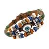 European & American Beaded Eye Cowhide Bracelet - Adjustable Genuine Leather Jewelry for Men & Women.