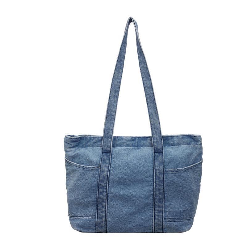 Women's Large Canvas Denim Tote - Lightweight and Versatile Shopping or Student Bag