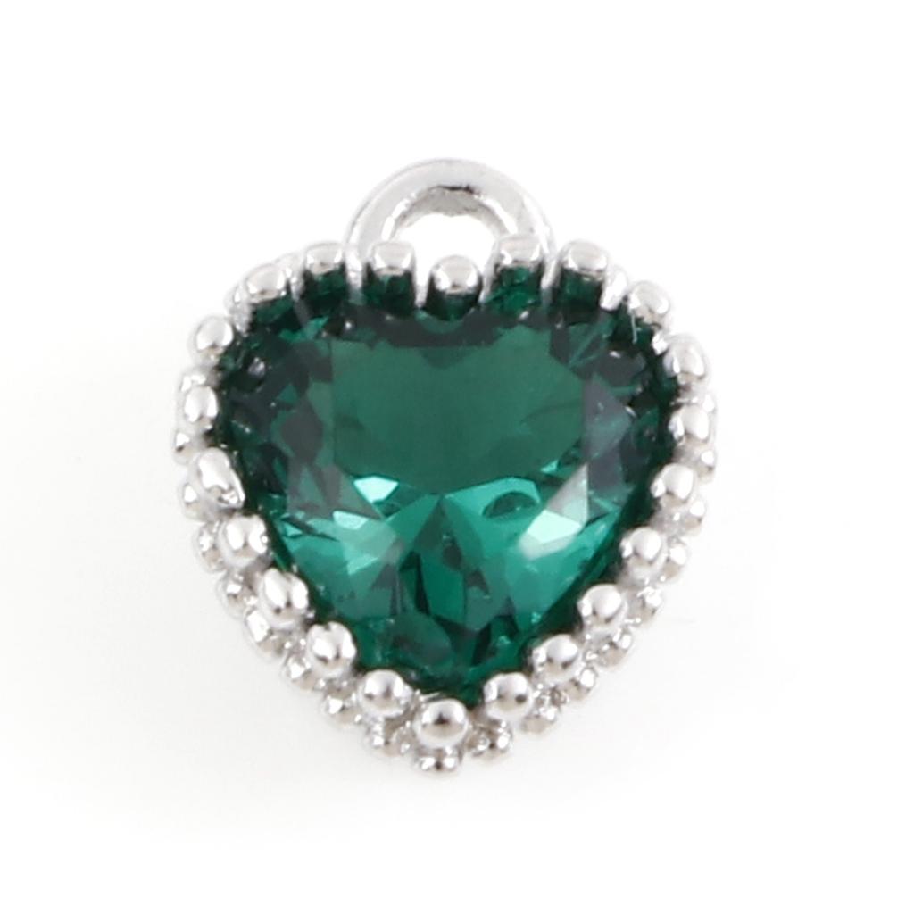 2PCs Birthstone Charms Heart Rhinestone Pendants For Necklace Bracelet Jewelry Making Diy Findings 8x6.5mm