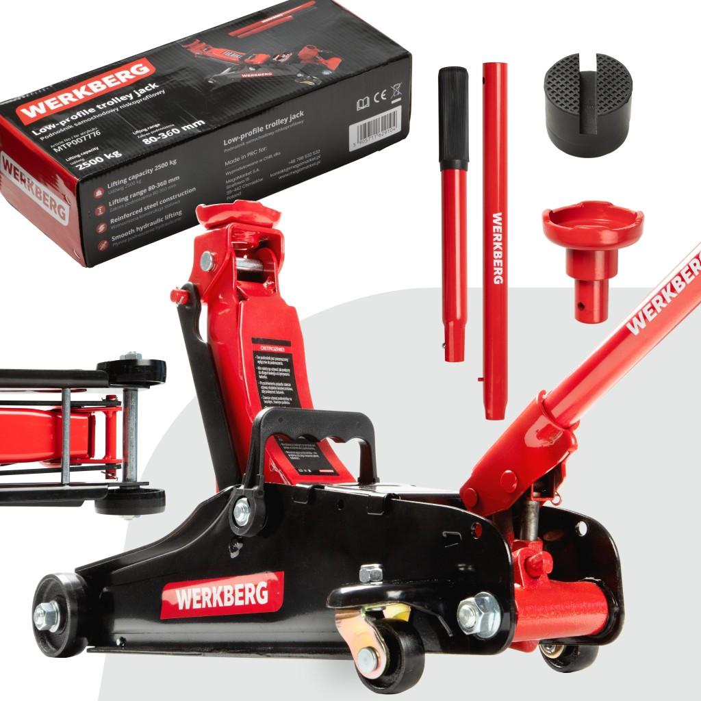 Podnośnik Samochodowy Niskoprofilowy WERKBERG 2,5T 80-360 Mm N