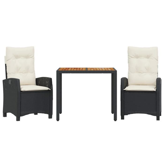 VidaXL 3-Piece Garden Dining Set with Cushions, Table and Chairs with Adjustable Backrest, Outdoor Furniture, 3212653
