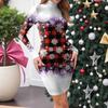 Women's High-Neck Casual Long-Sleeved Printed Slim-Fit Dress