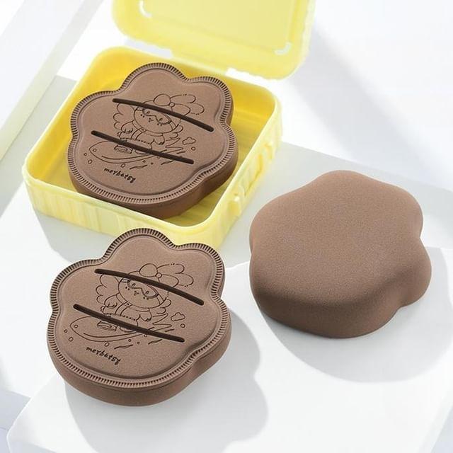 Jericoure - Rabbit Powder Puff with Case With Case - Coffee