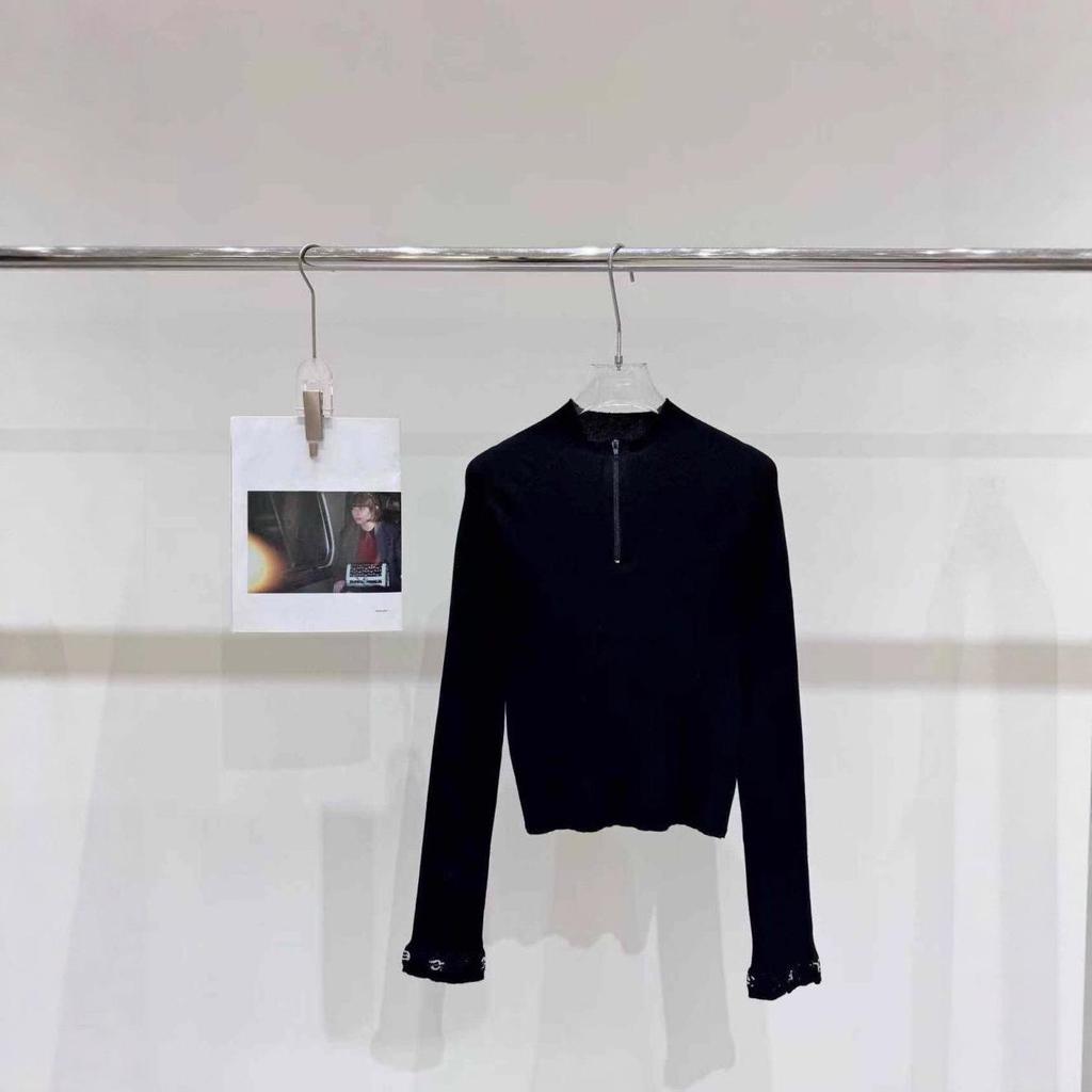 DaWang 2025 Autumn/Winter Slim-Fit Jacquard Knit Long-Sleeve Half-Zip Top