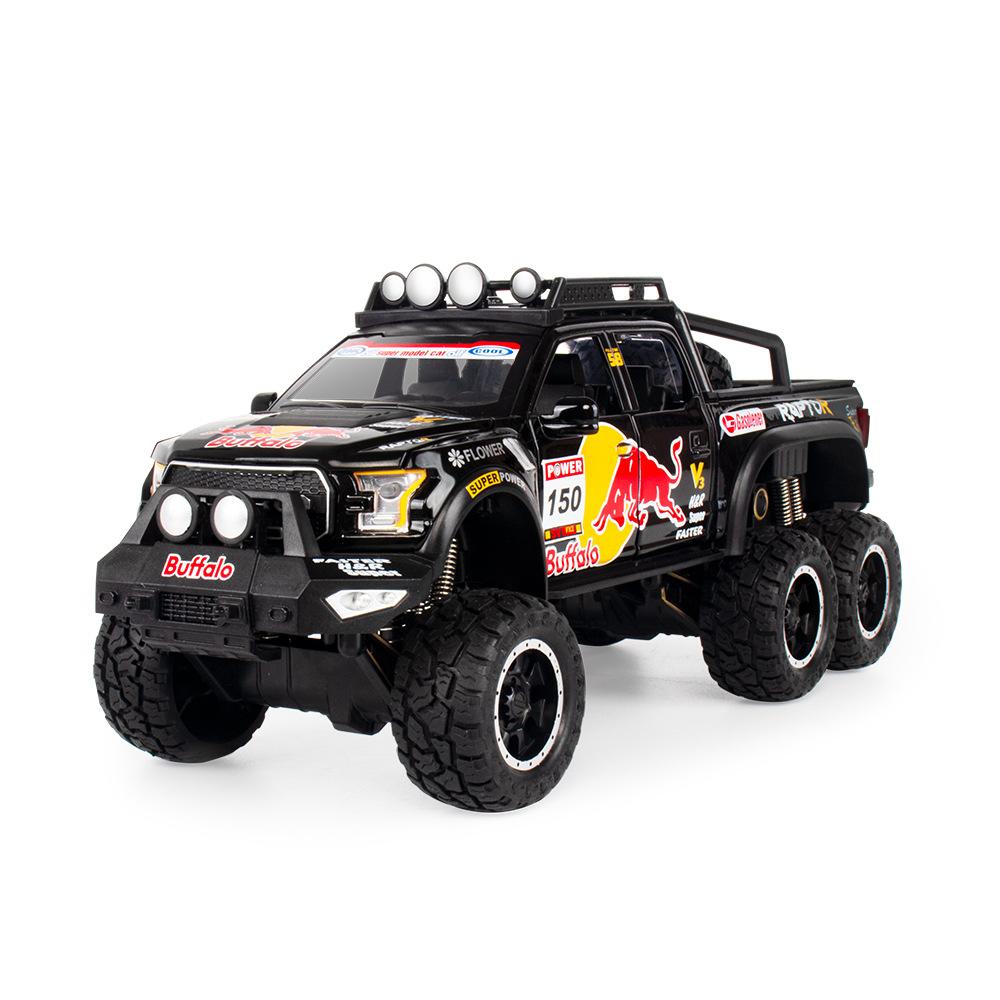 1/28 Ölçekli Ford Raptor F150 pres döküm model araç Oyuncak, Geri Çekin Oyuncak Araç Ses ve Işık ile Çocuklar için Yürümeye Başlayan Erkek Kız Hediye Koleksiyonu