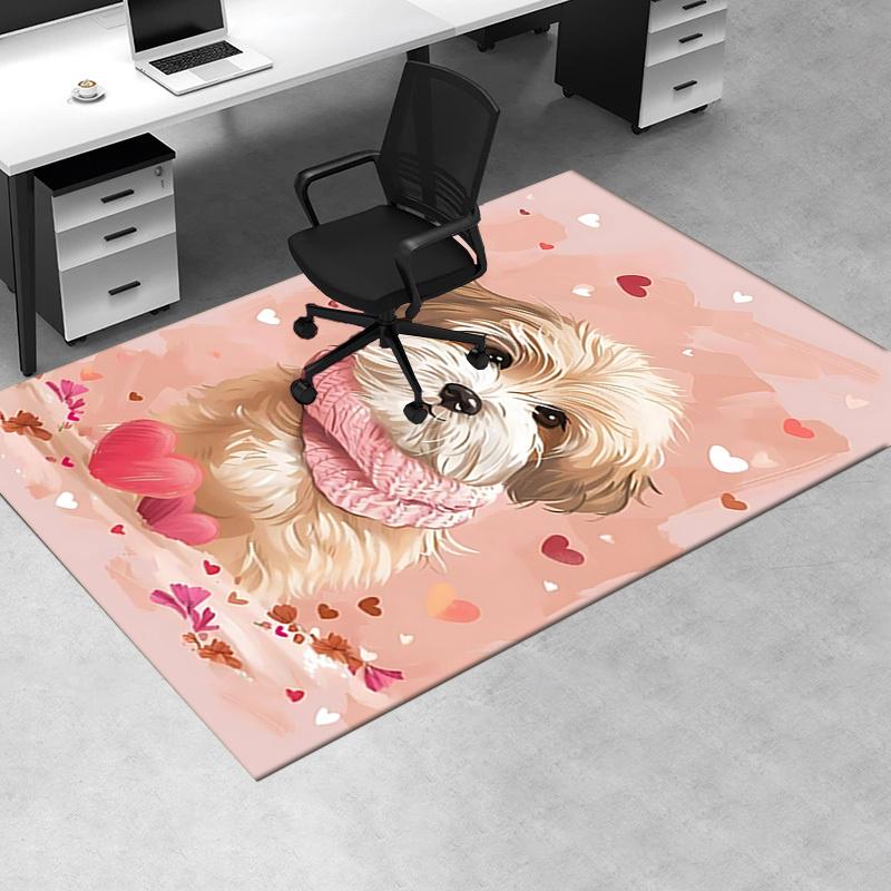 Cute Puppy Theme Chair Mat: Office Carpet Oversized Rug for Home Decor, Sofa Mat, Desk Chair Mat, Gift Idea for Office and Living Room