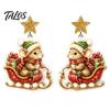 Holiday Party Accessories 1 Pair Cute Christmas Mouse Acrylic Earrings, 2D Flat Cartoon Animal Dangle Earrings Drop for Women, Glitter Star