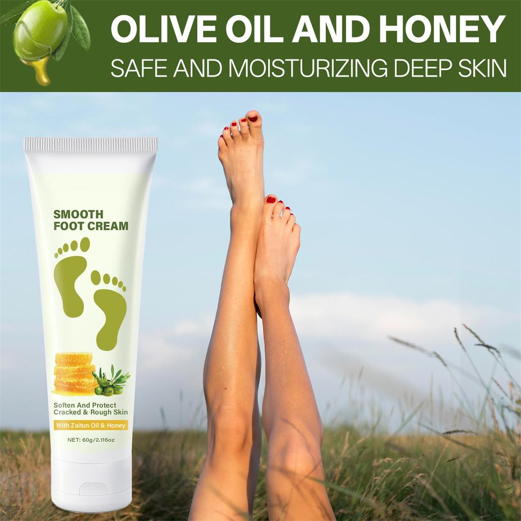 Creme para os Pés com Azeite de Oliva e Mel Suaviza e Repara a Pele Seca e Áspera 60g Creme para os Pés