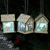 1 Pcs Christmas Ornaments Christmas Glowing Wooden Houses Christmas Tree Decorations Children's Handmade DIY Hanging Pieces