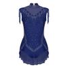 Girls Sparkling Rhinestones Dance Leotard Mock Neck Sleeveless Invisible Zipper Back Sheer Mesh Skirted Bodysuit