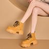Women's Ankle Boots and Short Boots Thick-soled Casual Yellow Women Boots Plus Size Lace-up  Motorcycle Boots Female