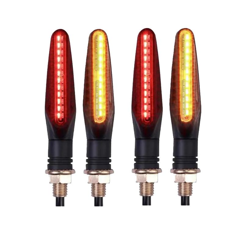 24LED Motorcycle LED Turn Signal Lights White Red Amber Flowing Indicators Front Rear Light Flasher Blinker For Motorcycle