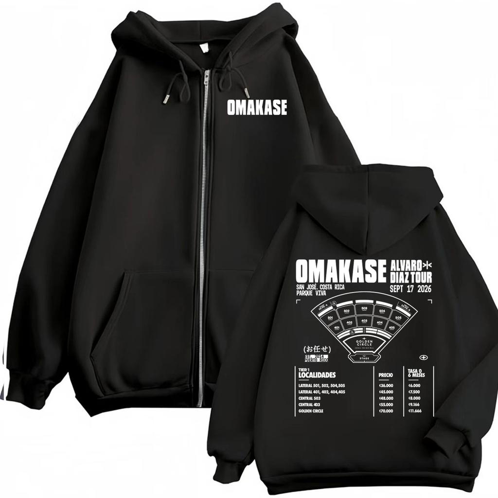 Omakase Album Alvaro Diaz Tour Zipper Hoodies Men Women Harajuku Hip Hop Punk Sweatshirts Jacket Coats