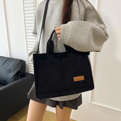 Sac pour femme en velours côtelé nouveau sac à main tendance grande capacité bandoulière messager