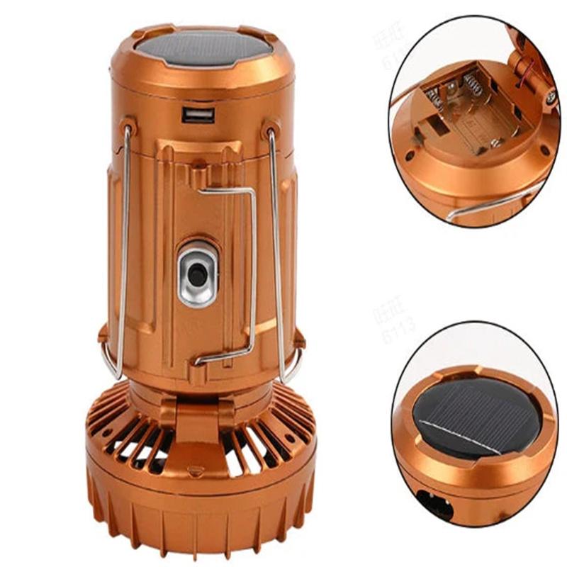 High Power LED Solar Light Portable Camping Light Electric Fan Solar Power Hanging Tent Lamp Rechargeable Outdoor Emergency Lamp