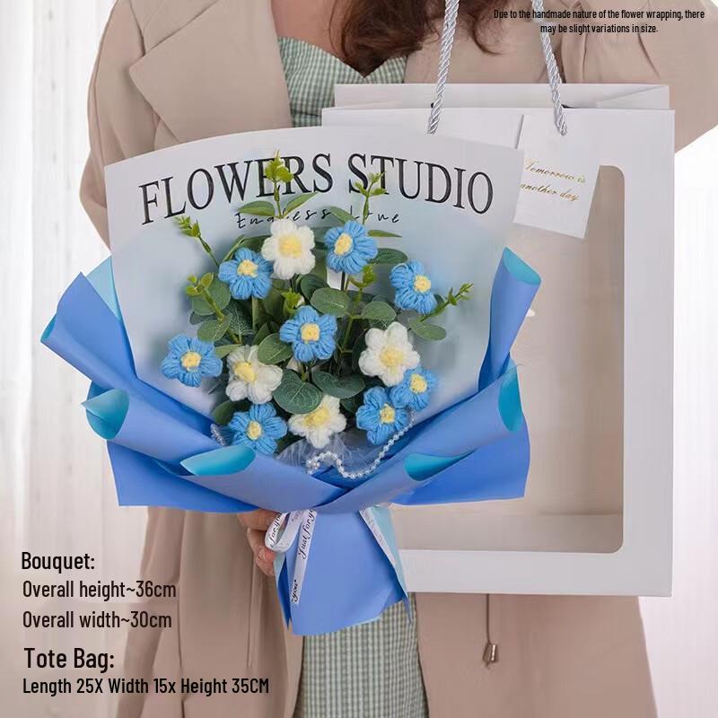 Букет из вязаных цветов ручной работы OJW