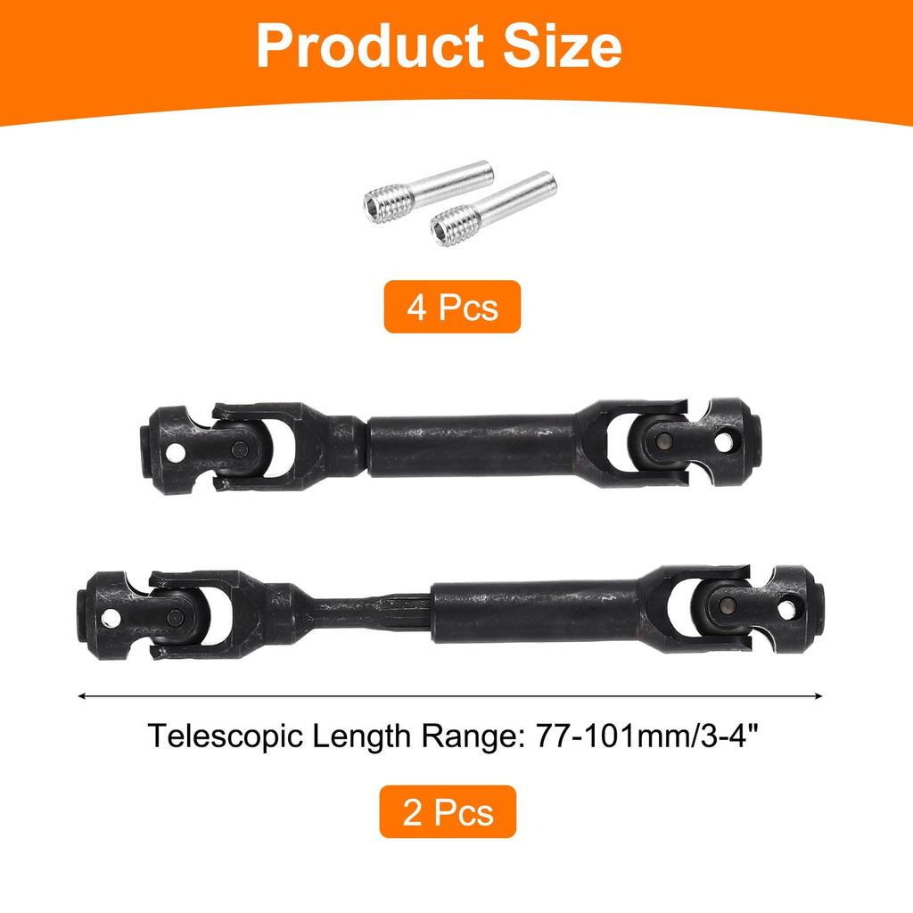 uxcell 2pcs RC Drive Shaft C VD Drive Shaft Metal Universal Replacement Upgrade Part for SCX10 90046 77-101mm