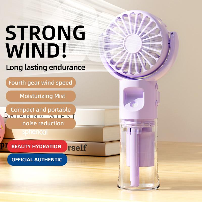 New Handheld Fan USB Rechargeable Portable Hanging Neck Misting Fan Adjustable Speed Spray Water Mist Fan Outdoor Camping Travel