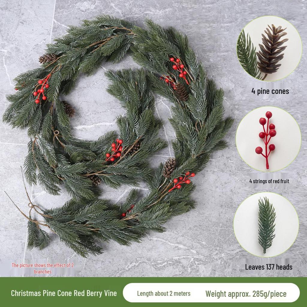 Artificial Pine Needle Vine with Pine Cones & Cypress Leaves - Christmas & Festival Decoration