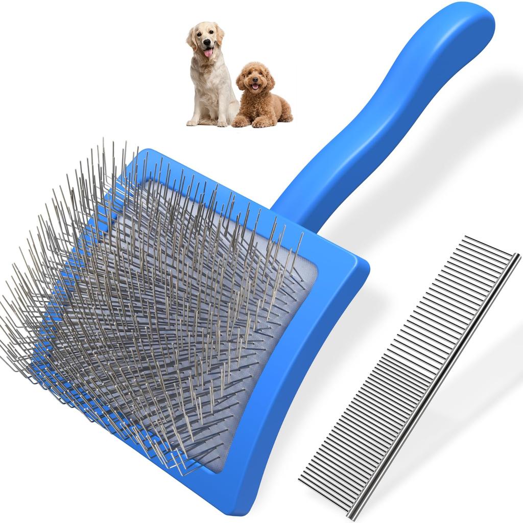 2PCS Slicker Brush for Dogs & Pet Comb, Dog Grooming Brush with Extra Long Pins for Goldendoodles, Poodles, Labradoodles to