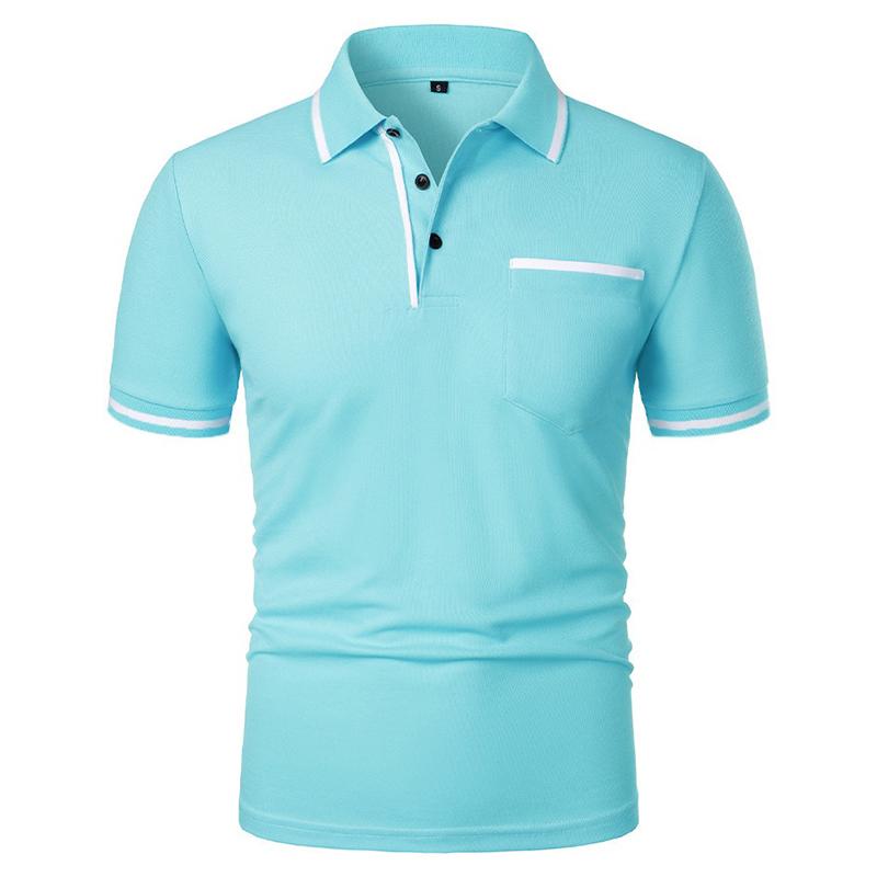 Summer Men's Short Sleeve Polo Shirts Solid Color Casual Tshirt Trendy Breathable Loose Basic Splice Top Pockets Men Shirts