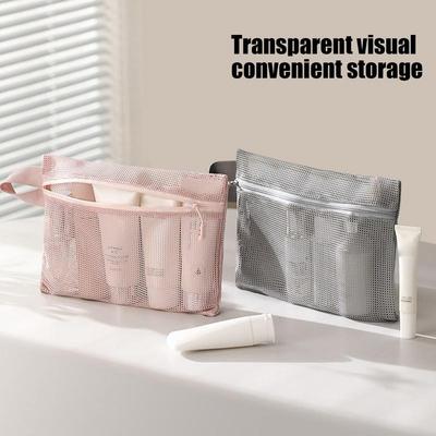 Mesh Zipper Bags Zippered Mesh Bags Portable Toiletry Tote Multi-functional Organizer for Travel Camping Cosmetics Dorm Business
