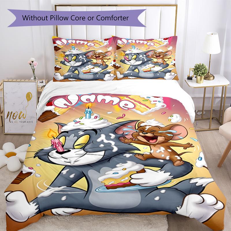 Warner Bros. Works (45) Customize Your Name Bedding Set Breathable Duvet Cover with Pillowcases Home Decoration Birthday Gift