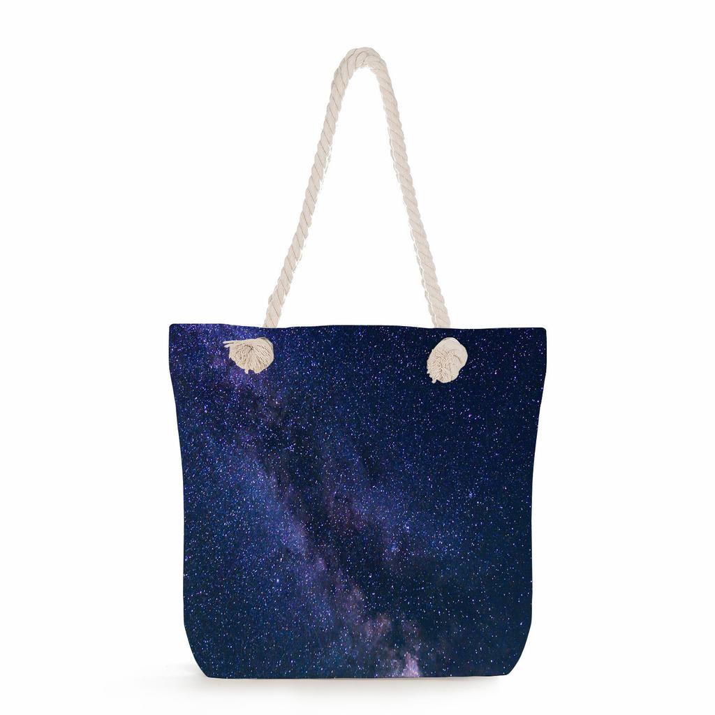Starry Sky Print Thick Rope Single-shoulder Beach Bag 7229 CLE