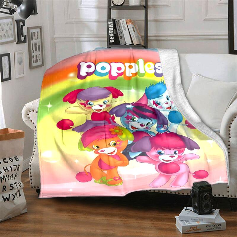 Popples Flannel Blanket Soft Warm All-Season Throw, Design for Camping, Car Travel, Hiking Sofa, Bed, Office Perfect Gift for Parties