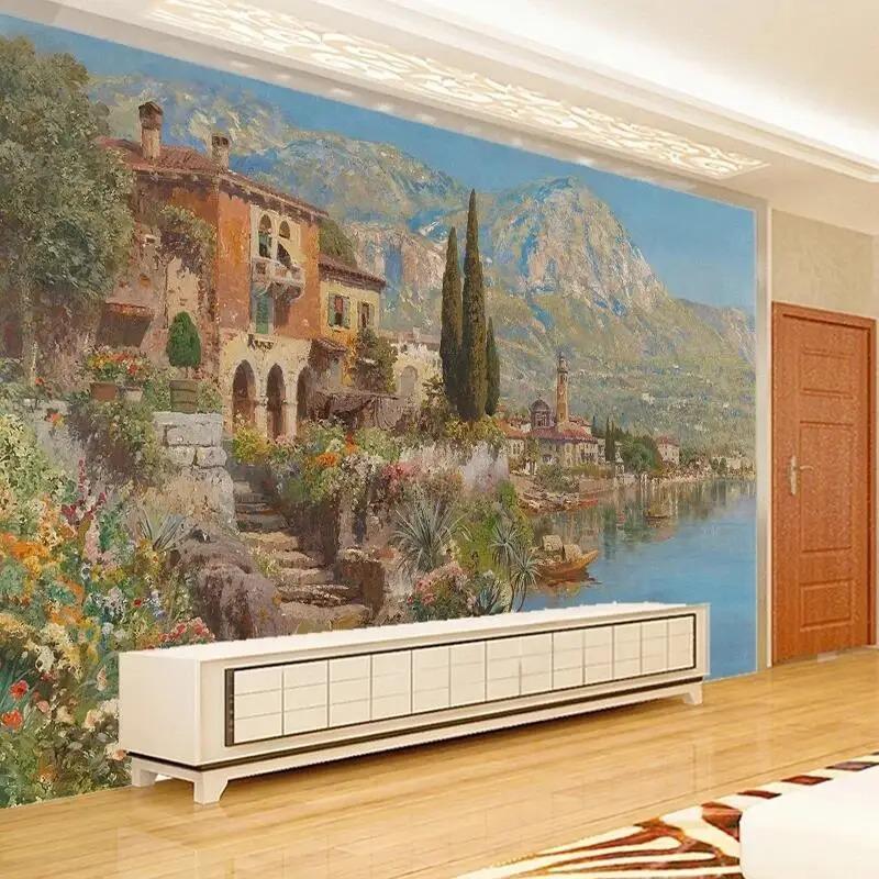 Custom Photo Wallpaper European Style Oil Painting Landscape Murals Living Room Theme Hotel Background Wall Decor Fresco