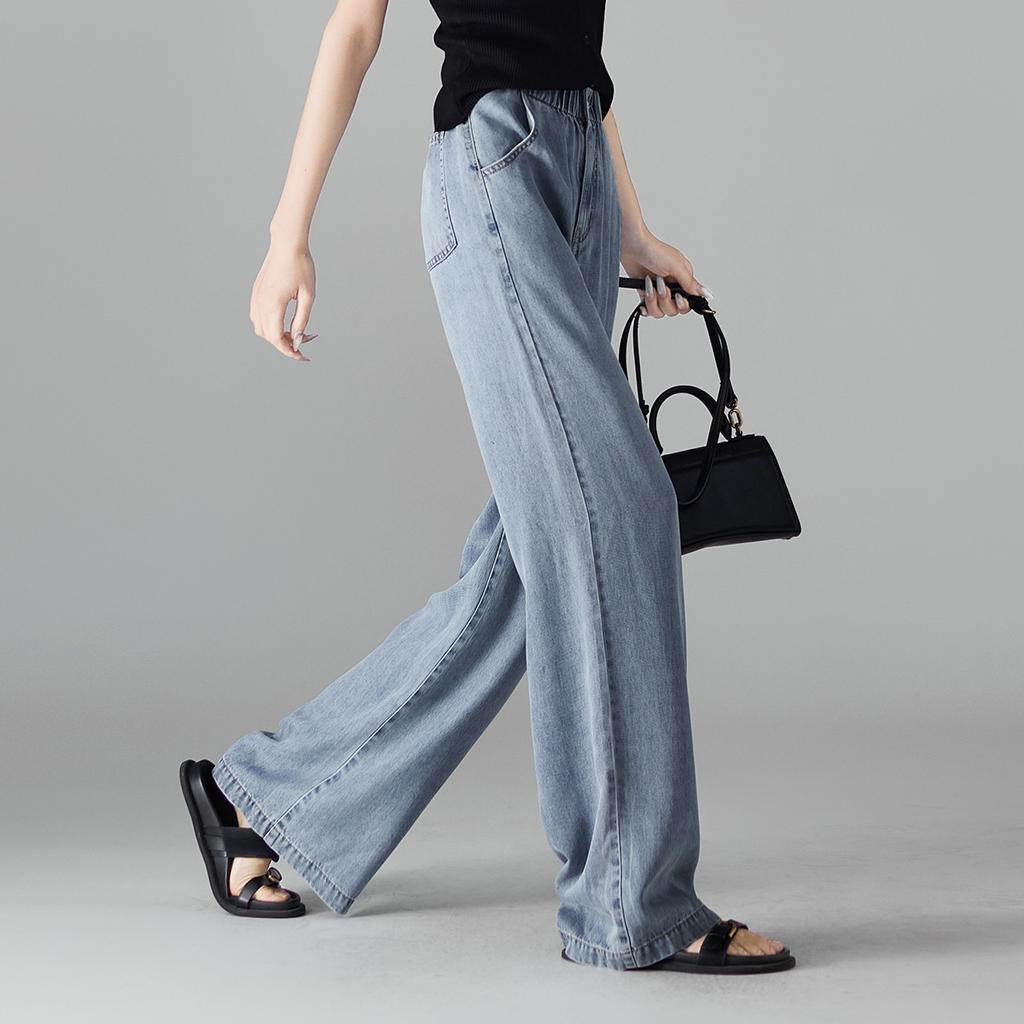 Thin Elastic Waist Wide Leg Pants for Women In Summer 2025, Fashionable, Loose and Versatile, Slimming and Floor Hugging Pants