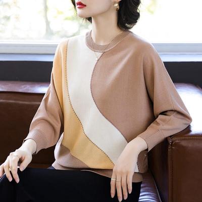 Mid-Aged Women's Round Neck Knitted Long Sleeve Top