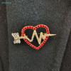 Red Heart Rhinestone Brooch - Cupid Arrow Design Lapel Pin for Valentine's Day and Daily Wear