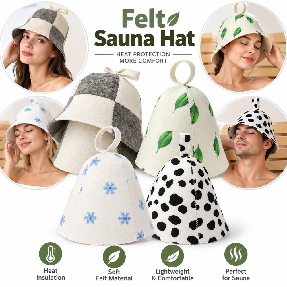 Snowflake Polka Dot Sauna Cap Felt Steam Room Cap Gifts Sauna Hat  Bathroom Accessories