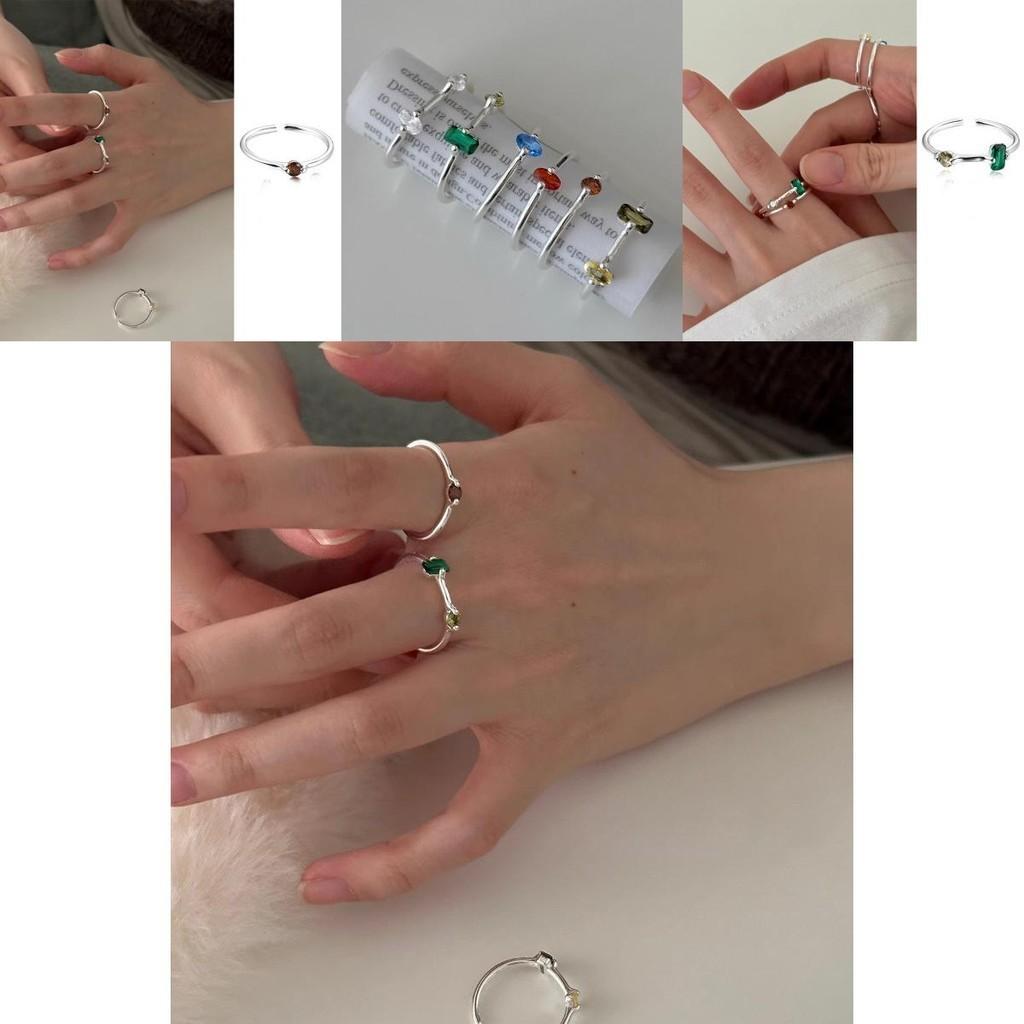 Trendy Minimalist Zircon Ring For Women Adjustable Geometric Copper Fashion Band