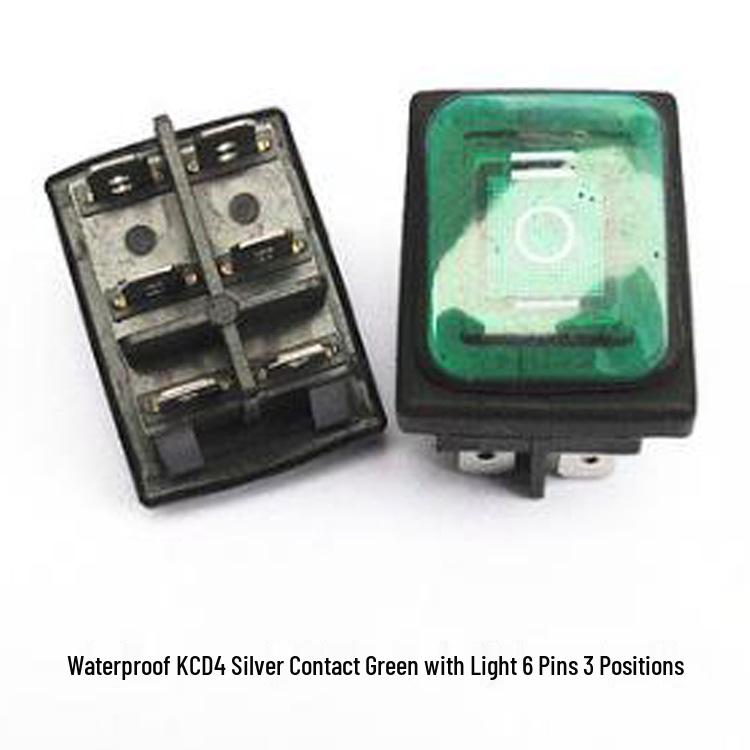 Rocker Power Reset Switch, 16A 250V, 4/6-Pin, 2/3-Position with Light, KCD4 Boat Shape