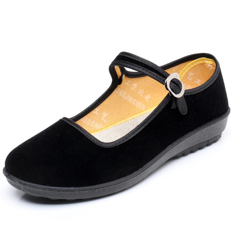 Old Beijing cloth shoes polyurethane flat heel generation soft sole non-slip work shoes hotel etiquette shoes black square dance shoes