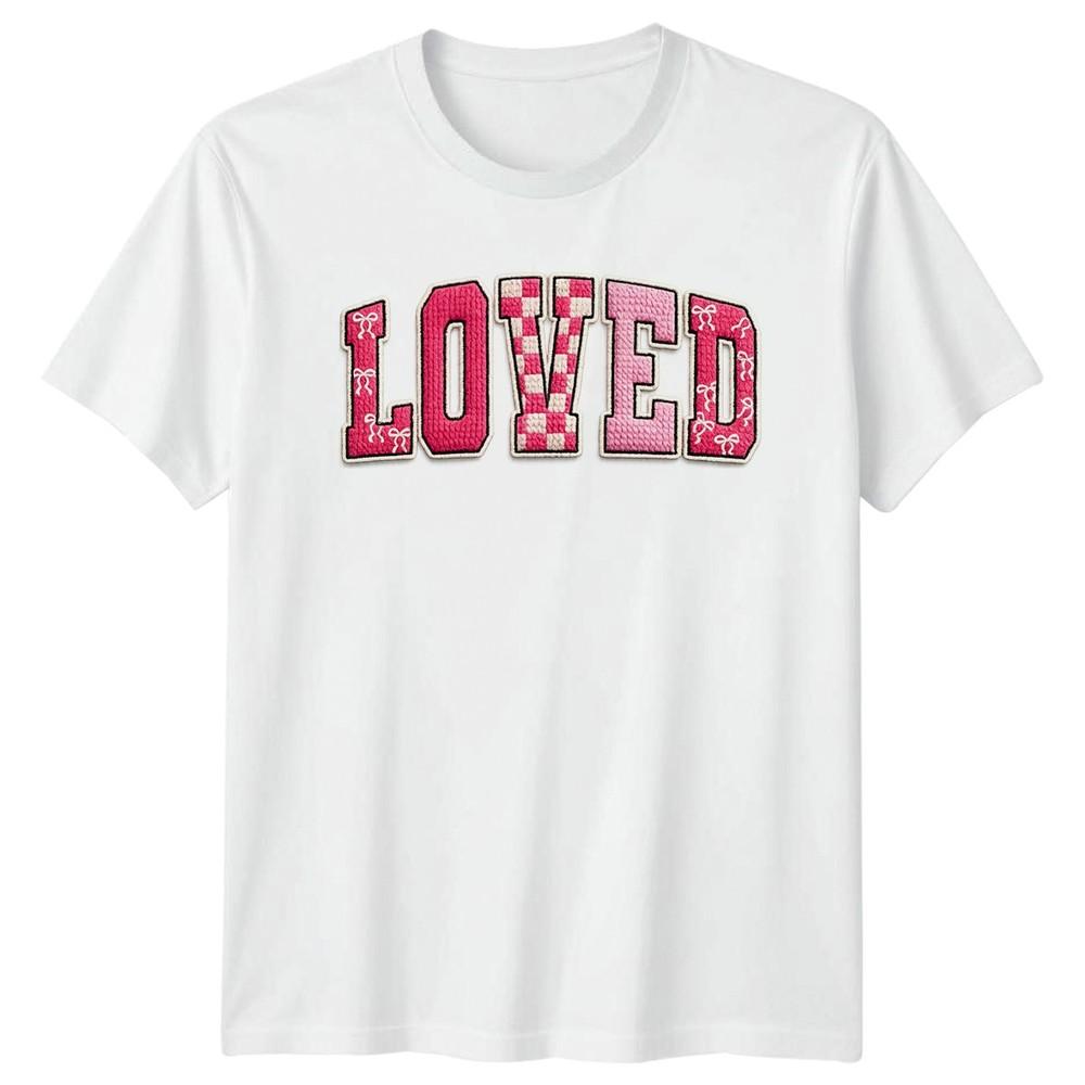 Loved Unisexs TShirt Varsity Aesthetic Fashion Valentines Day Gift For Her S