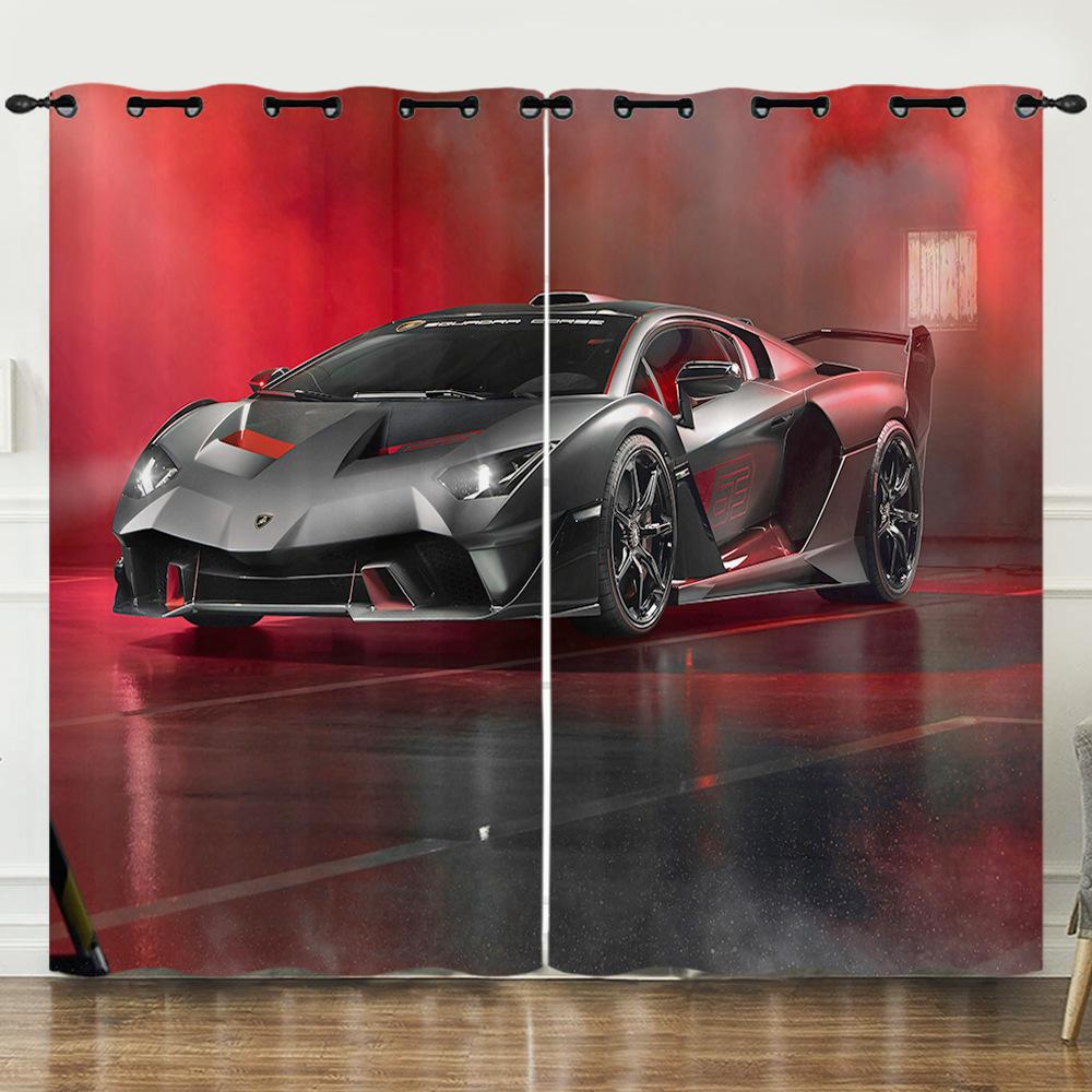 Curtain Race Racing 3D Digital Printing Blackout Curtain Punching