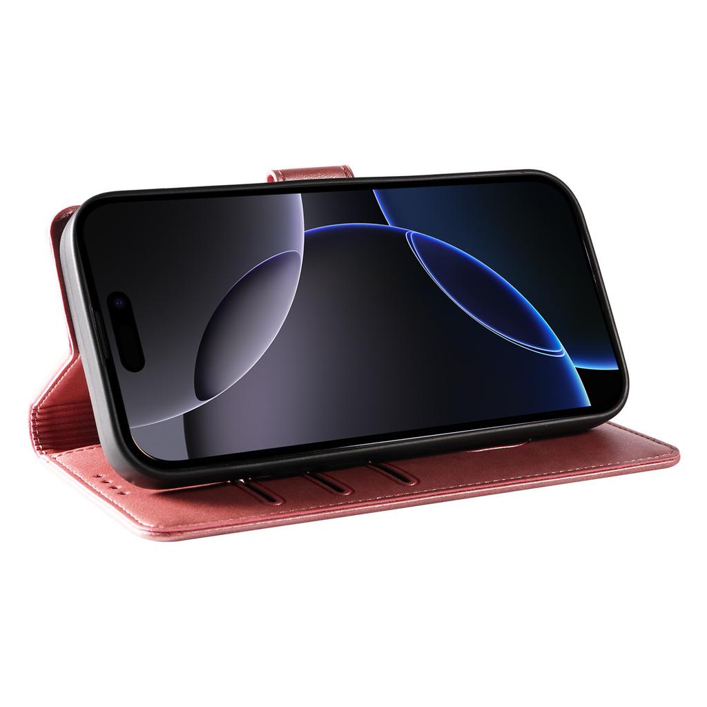 For iPhone 16 Pro Case with 2Pcs Tempered Glass WANLONFENG WN Series Calf Texture Leather Phone Cover Big Cutouts