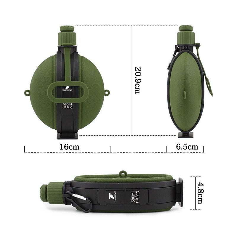 1PCS Foldable Silicone Water Bottle with Compass - Retractable Portable Design for Camping Hiking Outdoor Adventures Leakproof