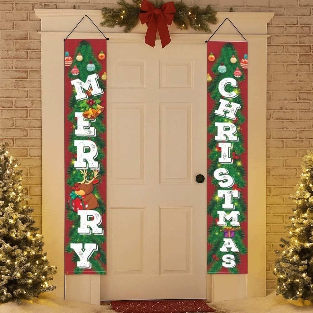 1 pair Rectangular Xmas Hanging Flags Large Size Merry Christmas Banner  Garden