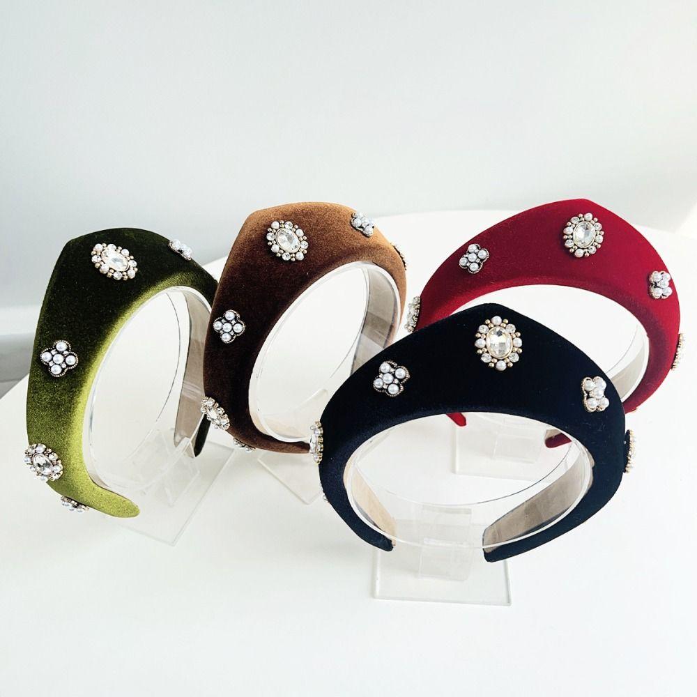Britischer Samt-Dreieck-Haarreif Barocke Strasssteine Perlen Haarband Retro Krone Haarreifen Hochzeit