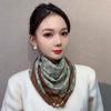 Luxury Design Cotton Linen Triangle Neck Protection Silk Scarf Winter Warm Soft Magnetic Buckle Scarf Small Square Scarf Women