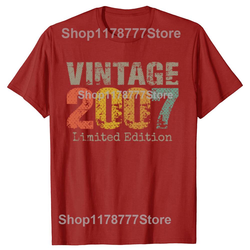 18 Year Old Gifts Vintage 2007 Limited Edition 18th Birthday T Shirts Streetwear Mens Fashion Casual Loose Oversized T Shirt